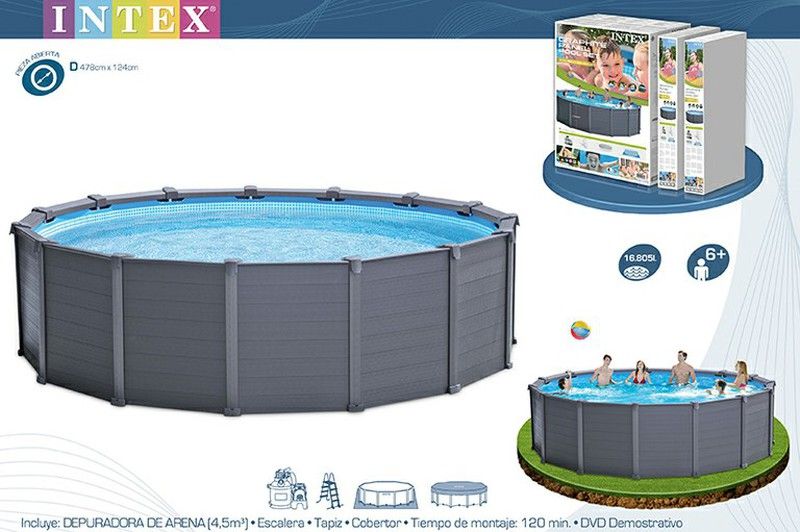 Piscina sequoia Spirit con paneles imitación madera. Frame pools Intex