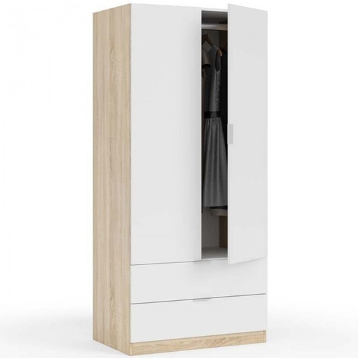 Armoire 2 portes + 2 tiroirs YOUTH chêne / blanc by Forés