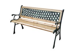 Wooden and wrought iron garden bench