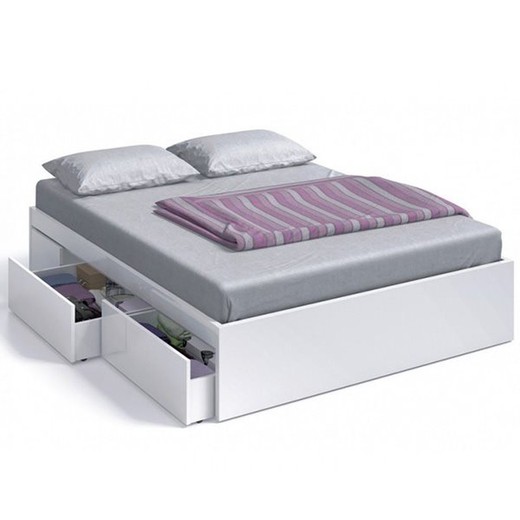 Cama BED 150 cm con 4 cajones blanco artik de Forés