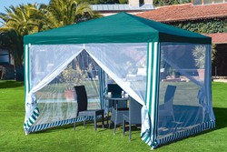 Vert tente gazebo polyester avec moustiquaire