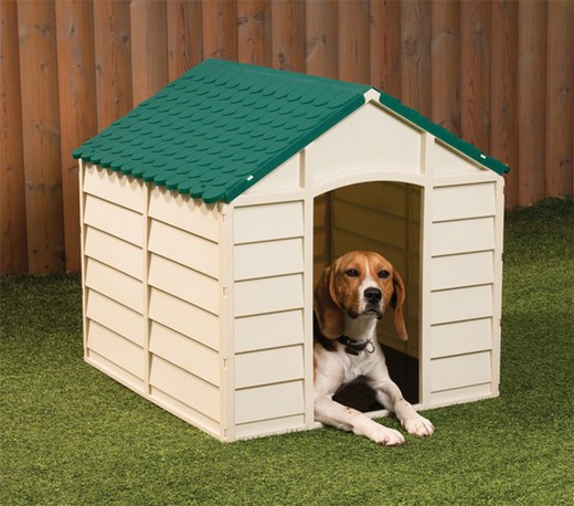 Caseta para perro de resina de Keny verde beige