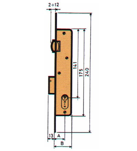 Mortise Lock P / Met Slip