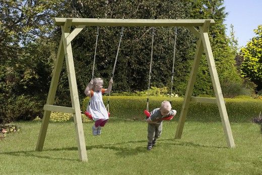 Double wooden structure swing