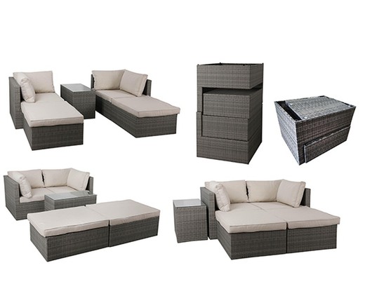 Conjunto jardin de rattan sintetico multiposiciones 5 piezas PG0818