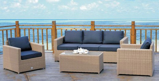 Conjunto muebles rattan color beige con cojines JTS026124