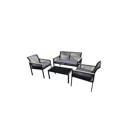 Rattan and steel set 4 pieces