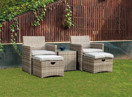 Synthetic rattan sofa set with footrest CS-0051