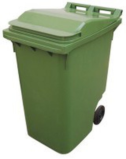 recipiente de plástico verde com rodas 360L