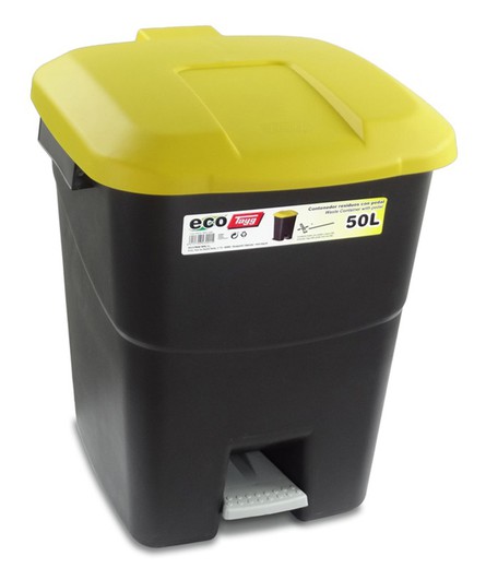 Ecological Yellow Pedal Bin 50 L