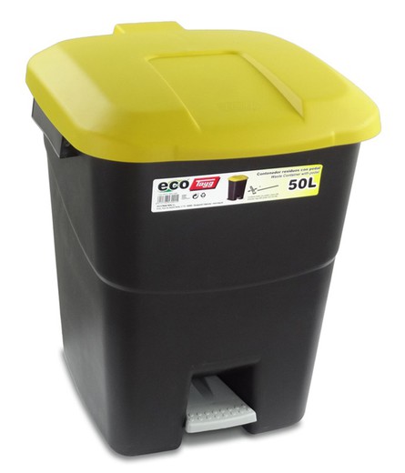 Cubo Pedal Ecologico Amarillo 50 L