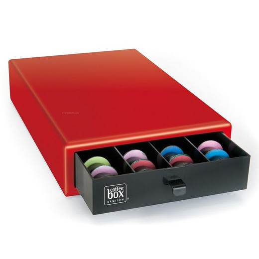 Dispensador capsulas de cafe Coffebox rojo metalizado