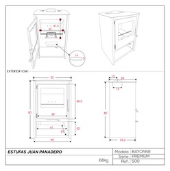 Estufa de Leña Serie Eco Mod. Bayonne