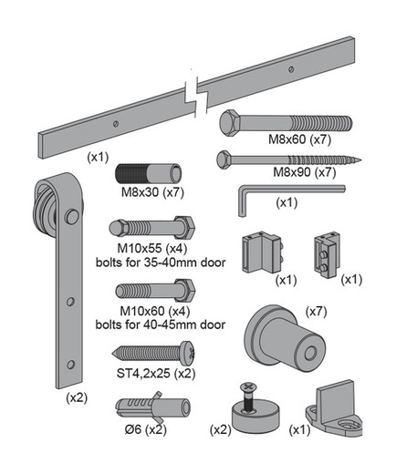 Kit Corredera Rustico 80 Negra 3 M