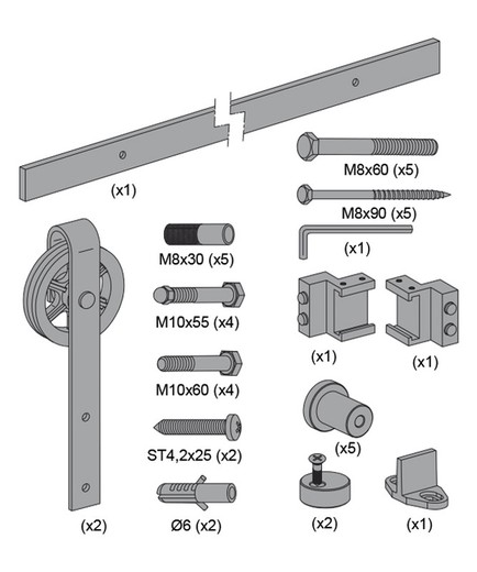 Rustiek Schuifset 80G Zwart 2 M