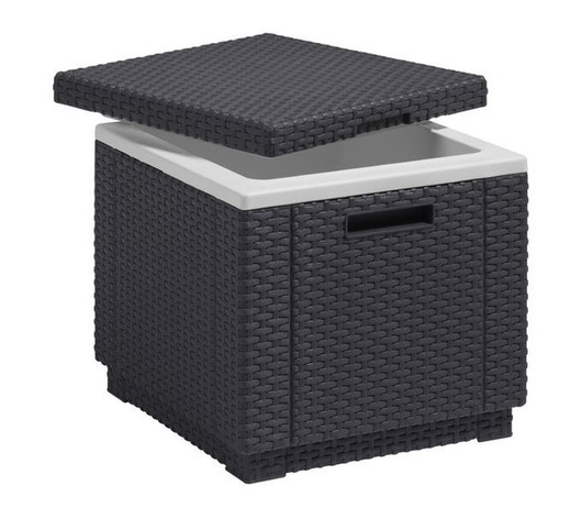 Rattan side table refrigerator in Ice Cube