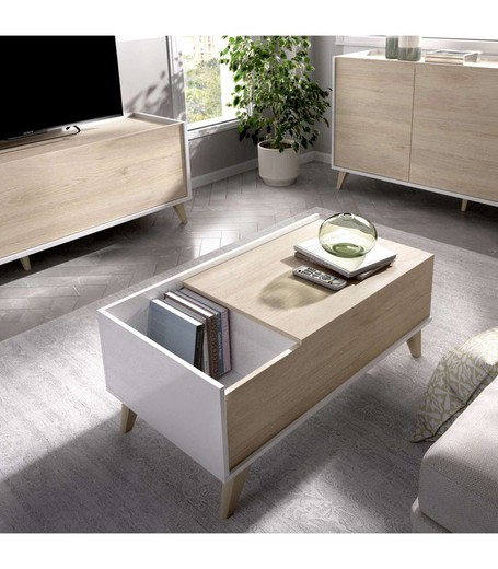 NESS natural / glossy white coffee table