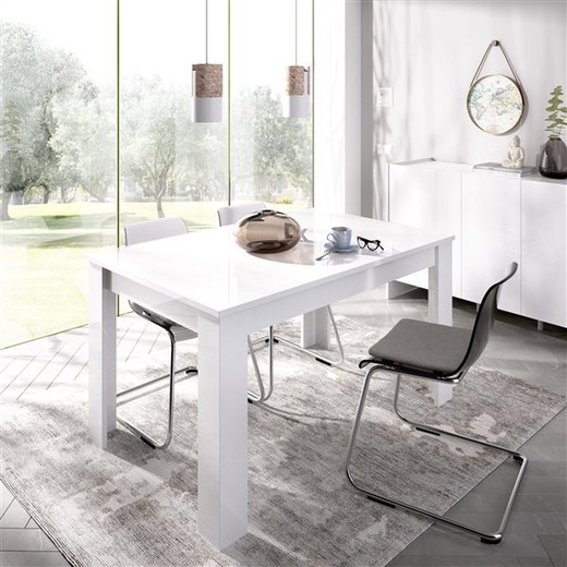 DINE white gloss extendable dining table