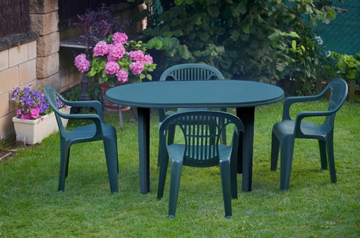 Table de jardin ovale Gardenlife vert 130x90 cm