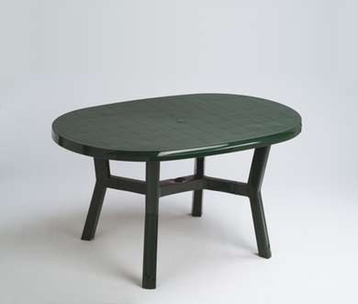 Green oval garden table 140x90 Garden Life