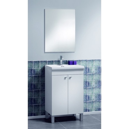 Gabinete de lavatório 2 p + espelho + lavatório KONCEPT branco brilhante da Forés