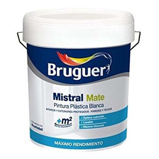 Pintura plastica interior mate blanca de 10 lts lts de bruguer