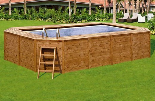 Piscina K20 rectangular de madera panelada 655x390x124 de BESTWAY