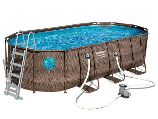 Pool power steel oval rattan 549x274x122 BESTWAY