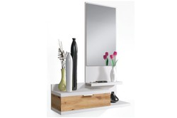 Recibidor con espejo Zendra color gris ceniza-blanco brillos