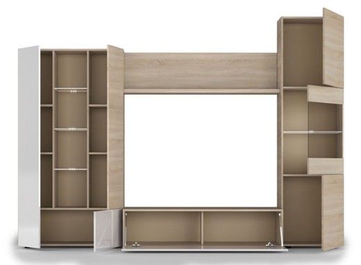 Compact living room 260 DISEGNO oak / gloss white by Forés