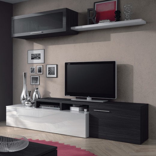 Wohnzimmer TV NEXO glänzend weiß / aschgrau von Forés