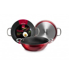 Deep frying pan with aluminum handles. forged Red Rock IBILI