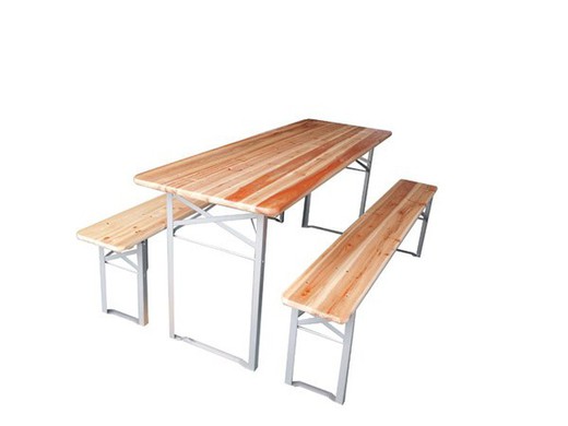 Set de mesa con dos bancos de madera PG0500