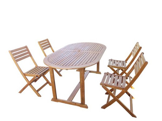 Ensemble table et chaises pliantes en bois PG0486