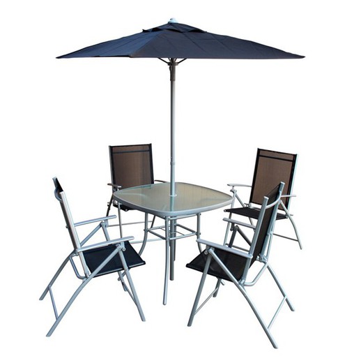 Set tafel met stoelen en parasol PG0496
