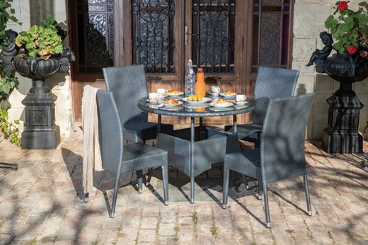 Set round table + 4 chairs C2-0079