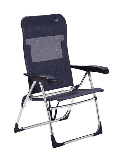 Dark blue aluminum multifiber 7P camping chair
