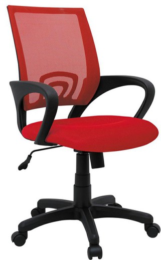 Silla oficina con brazos anatomica color rojo PH0702