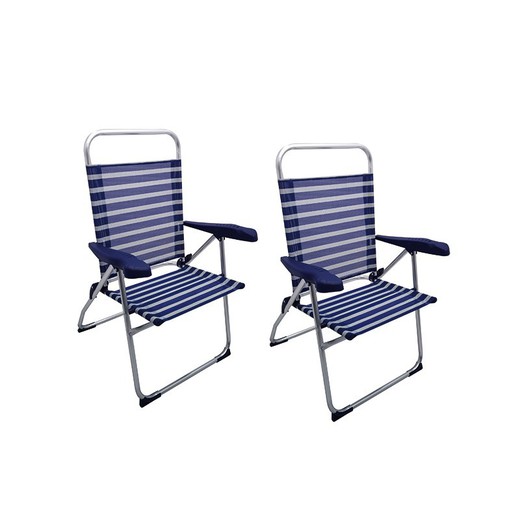 Pack of 2 low beach chairs 7 positions