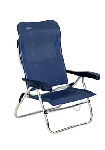 Cadeira de praia crepe AL-223 sete posições cor azul