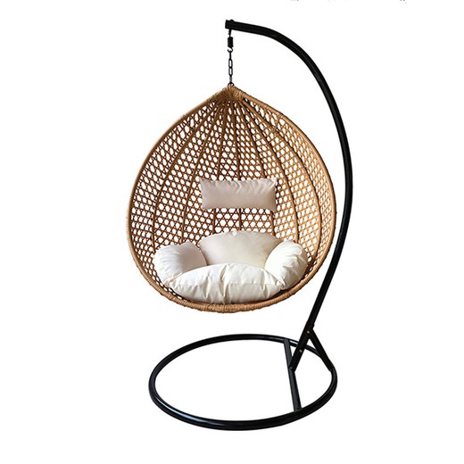 Natural color hanging chair with beige cushion PG0855