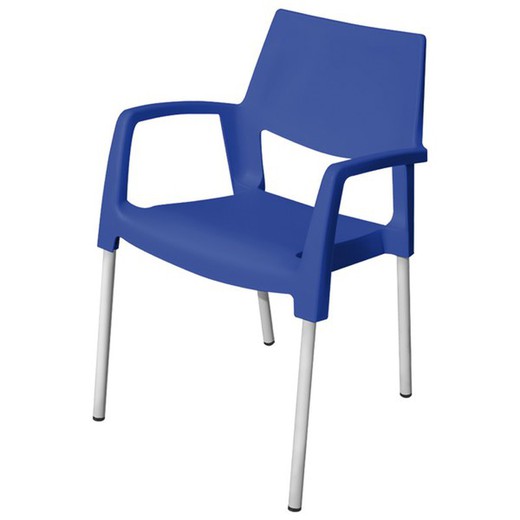 Gardenlife blauwe hars fauteuil met armleuningen