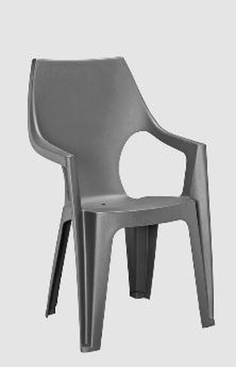 Fauteuil en résine de haute anthracite dos Dante