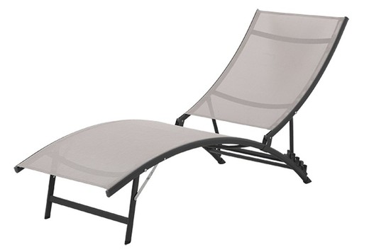 Steel lounger in taupe color 4 positions PG0682