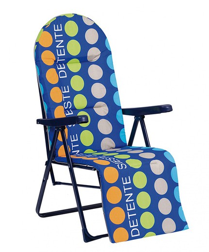 Blauwe gewatteerde relax ligstoel met voetensteun van Alco