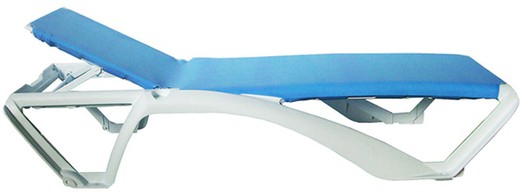 Espreguiçadeira de resina 4P Branco / Azul