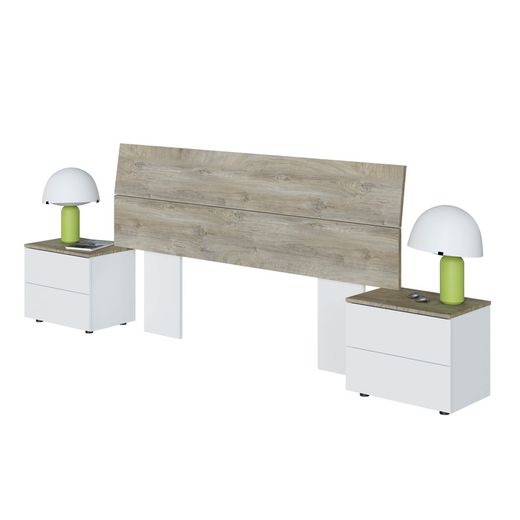 Tête de lit + 2 tables avec 2 tiroirs OIKOS
