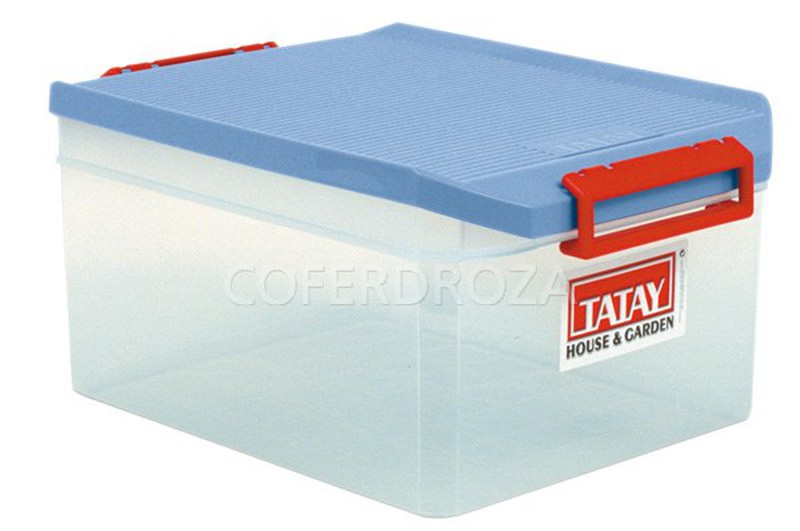 Caja multiusos bajo cama con ruedas 63 L azul Tatay — Bricowork