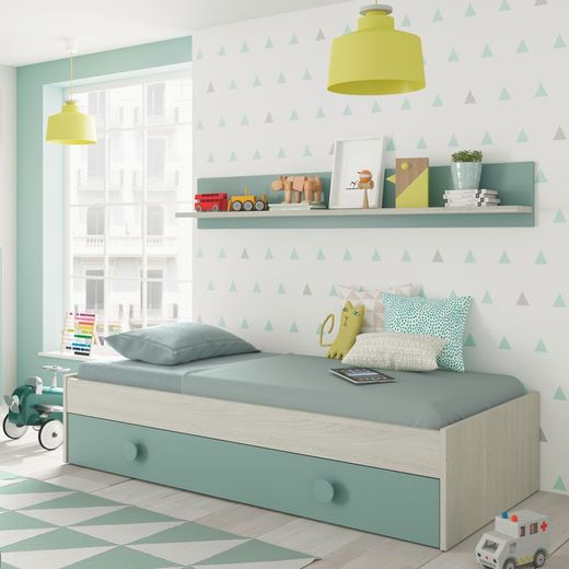 Cama nido juvenil (sin somier)+ 1 cajón + estantería ENJOY