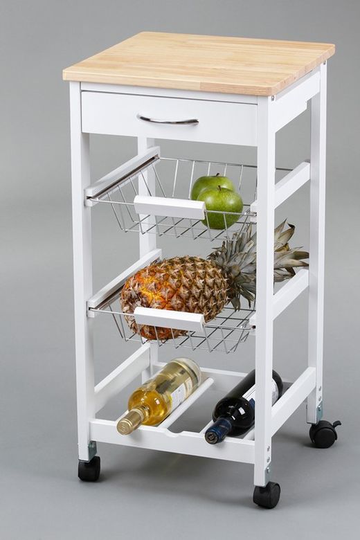 Chariot de cuisine en bois avec roulettes
